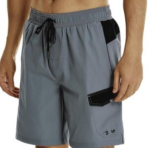 NWT- Men's 8” Quick Dry Swim Shorts w/ Mesh Liner.